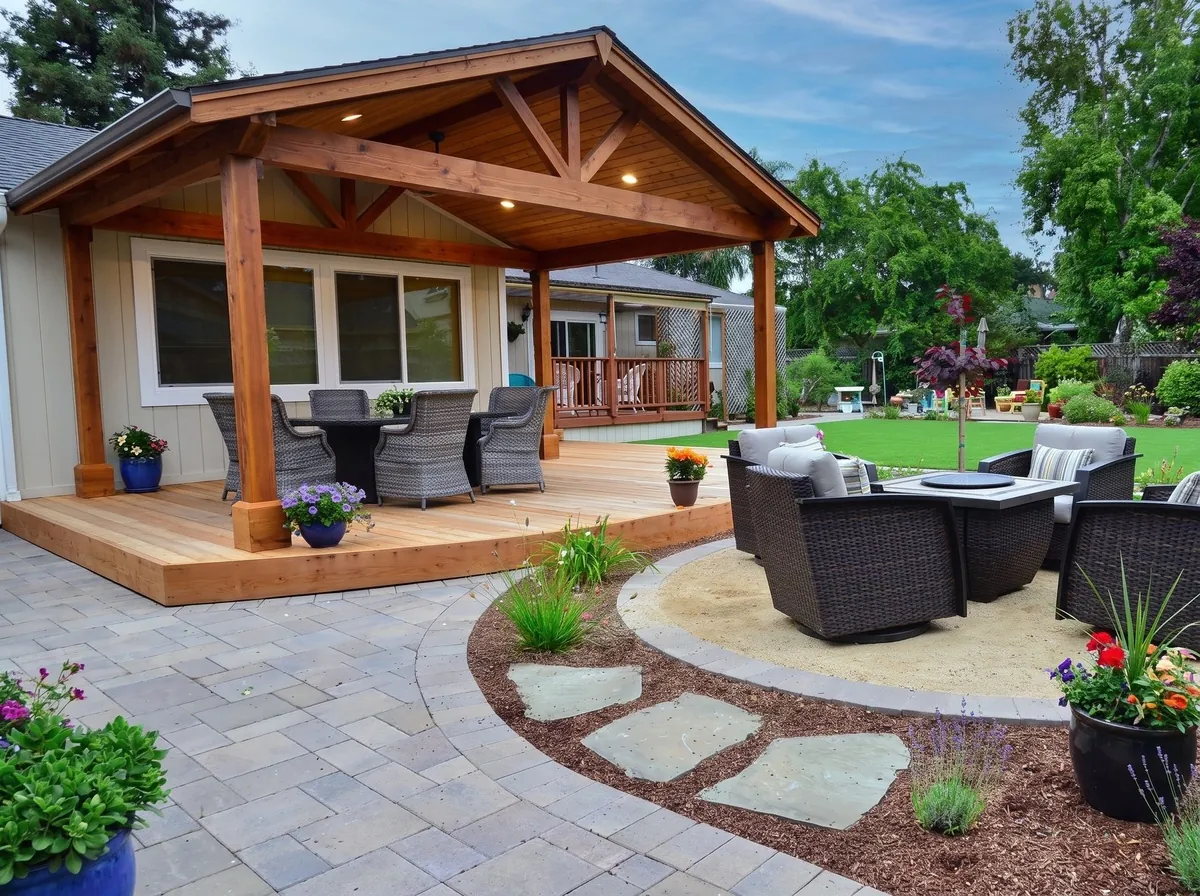 After - new concrete slab poured over compacted base with an engineered patio cover tied into the house