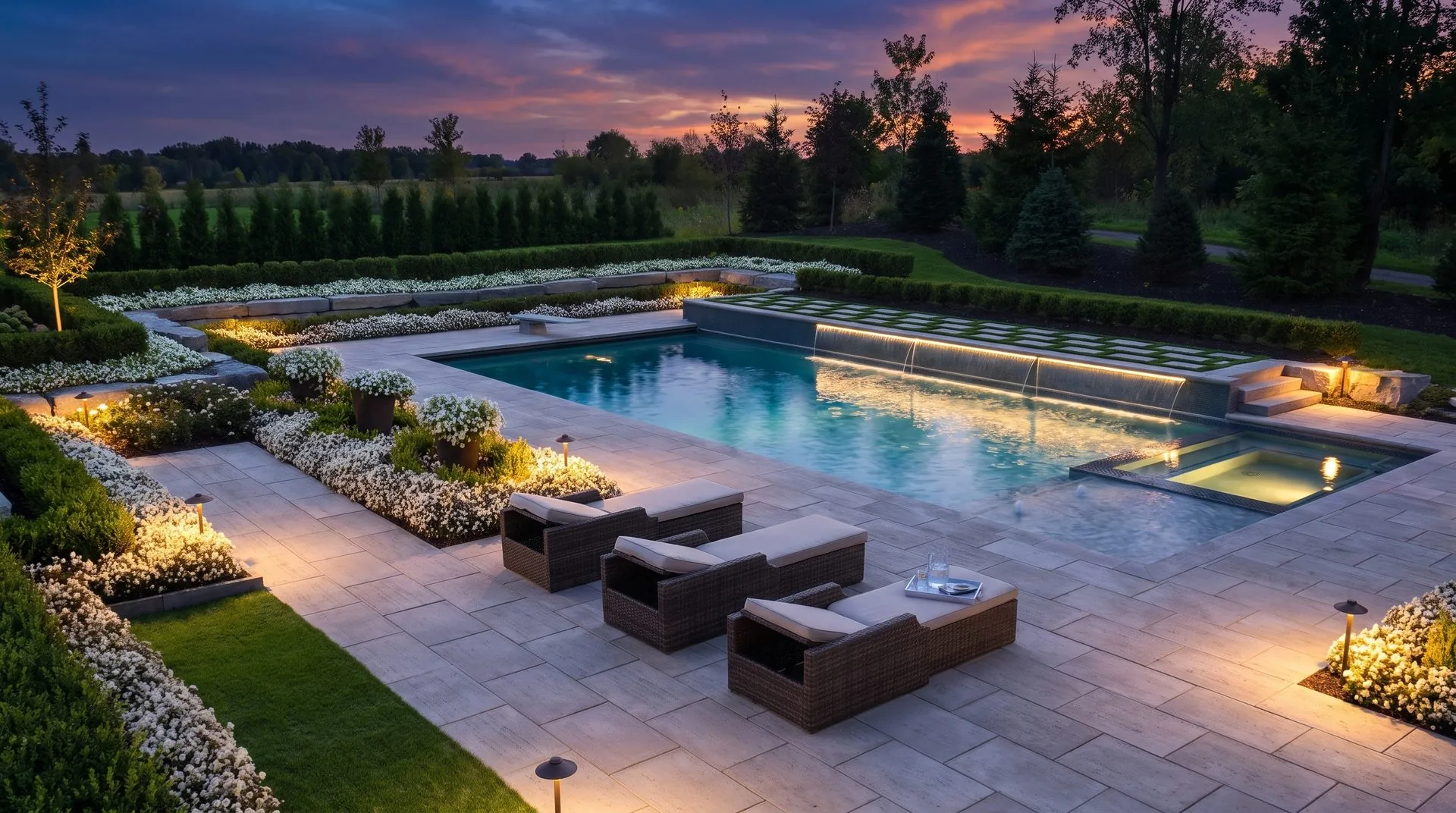 Completed swimming pool and surrounding deck renovation